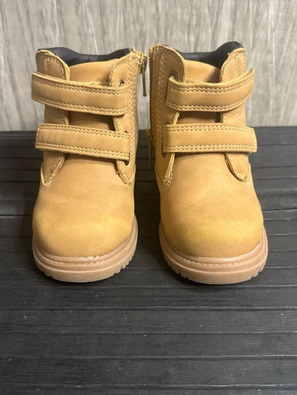wonder nation Tan Kids Boots with Dual Velcro Straps